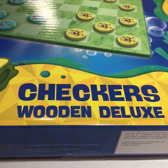 SpongeBob SquarePants Wooden Deluxe Checker Set Nickelodeon New Sealed Game - Picture 12 of 14